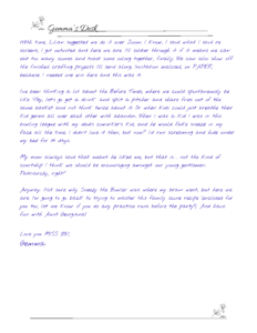 A letter on white paper with blue handwriting.