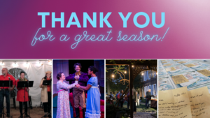 The words "Thank you for a great season!" in blue writing appear over four images from this season's shows